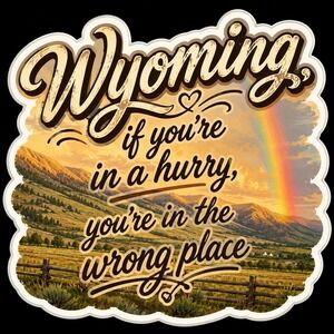 Wyoming Sticker 3x3 Tan Brown Landscape Mountain Decal